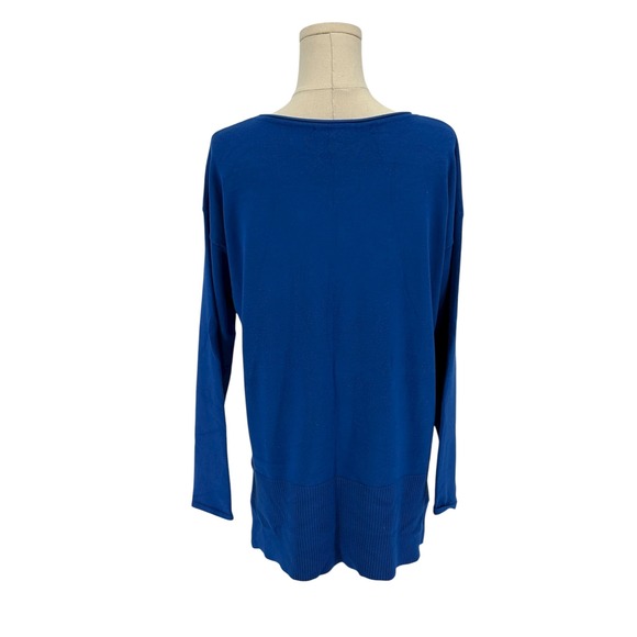 Cable & Gauge Blue Knit Long Sleeve Pocket Sweater Top Women's M - Picture 2 of 4